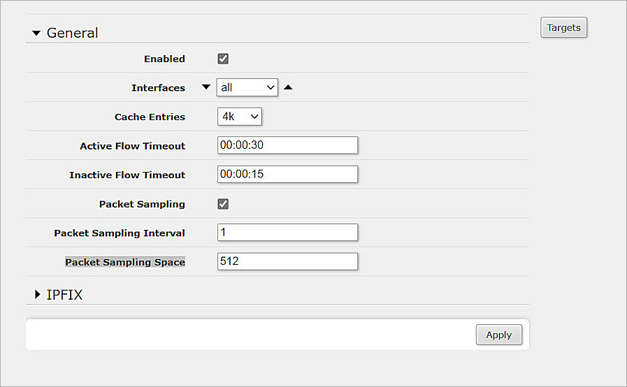 Screenshot of Mikrotik, NetFlow Profile 2